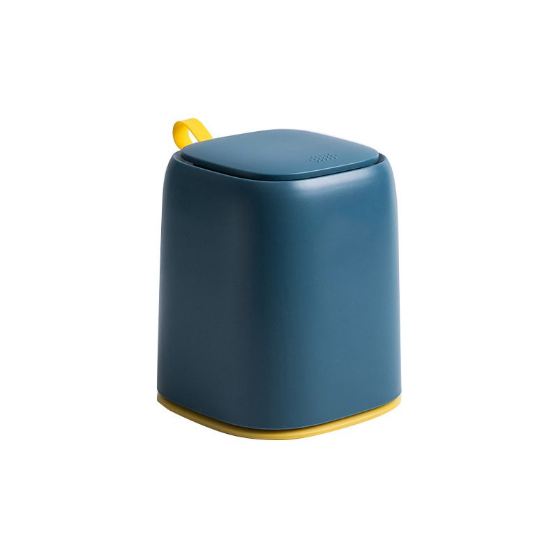 Desktop Trash Can Press Type Mini Garbage Can with Cover for Office Dressing Table Dark Blue - Image 1