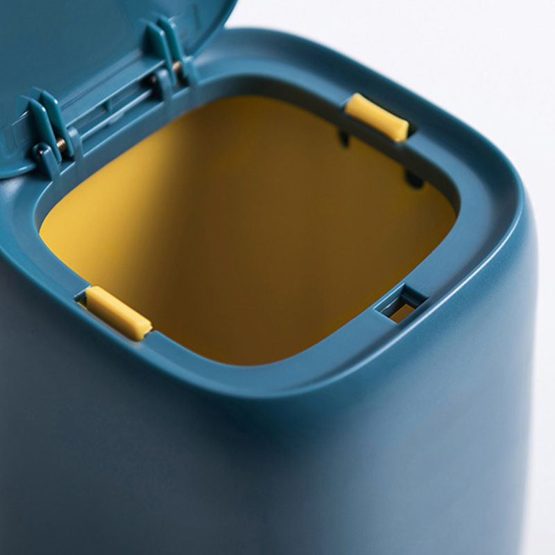 Desktop Trash Can Press Type Mini Garbage Can with Cover for Office Dressing Table Dark Blue - Image 2