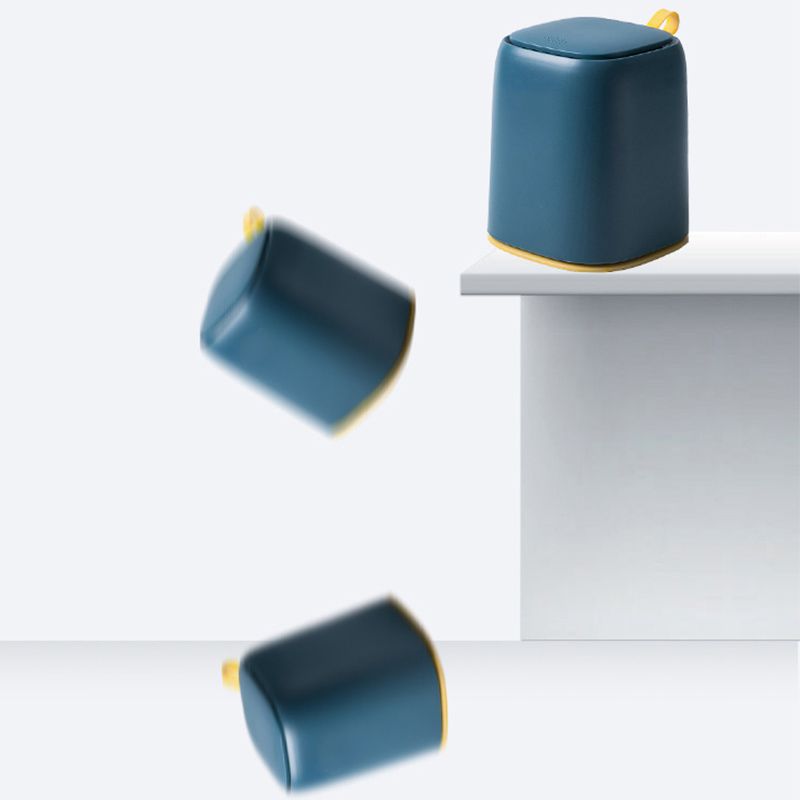 Desktop Trash Can Press Type Mini Garbage Can with Cover for Office Dressing Table Dark Blue - Image 6