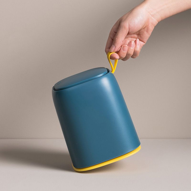 Desktop Trash Can Press Type Mini Garbage Can with Cover for Office Dressing Table Dark Blue - Image 8