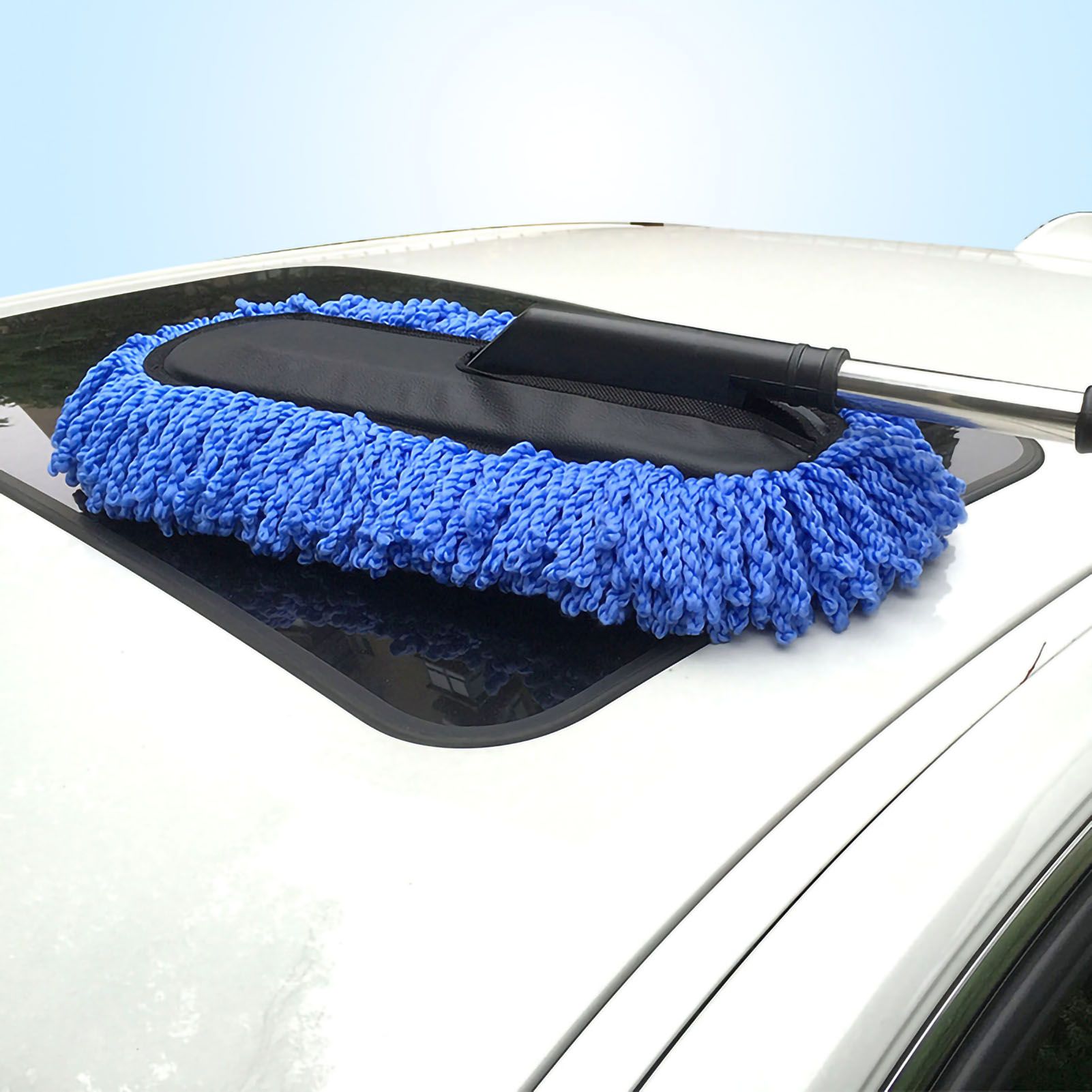 Car Wash Brush Microfiber Soft Scratch Free Multipurpose Cleaning Mop Duster for Car Maintenance Blue, Retractable - Image 3