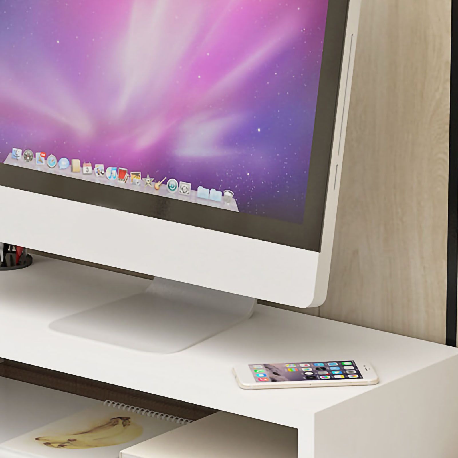 Monitor Stand Riser Ergonomic Computer Monitor Riser Stand Extra Storage Space Desktop Notebook Elevated Base Warm White - Image 2