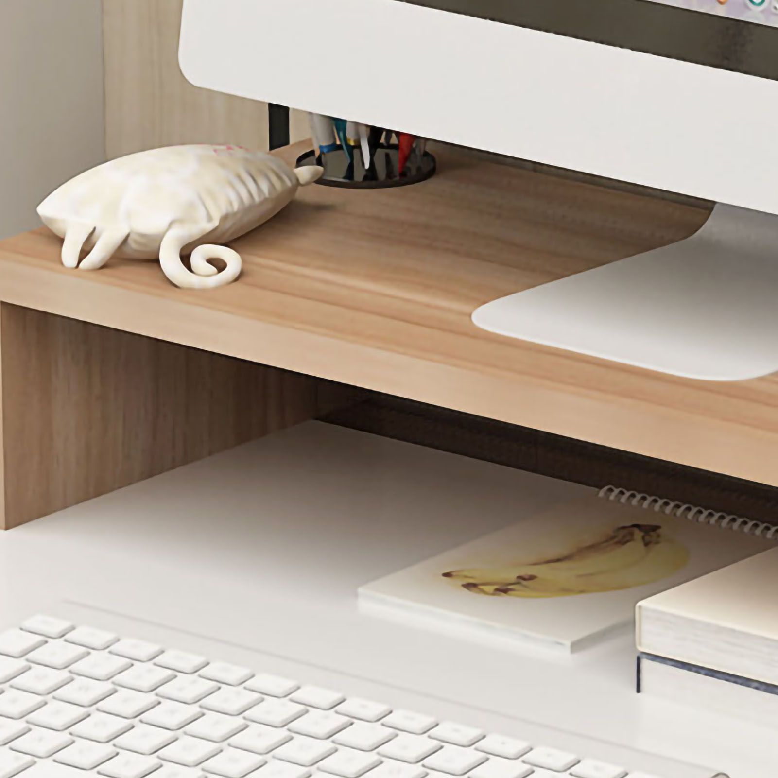 Monitor Stand Riser Ergonomic Computer Monitor Riser Stand Extra Storage Space Desktop Notebook Elevated Base Light Walnut - Image 5