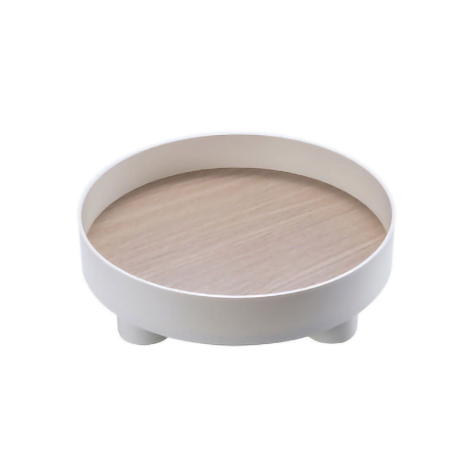 Round Plastic Serving Tray Cosmetic Storage Table Desk Organizer Container for Snack Food Ornaments Vanity Default White - Image 1