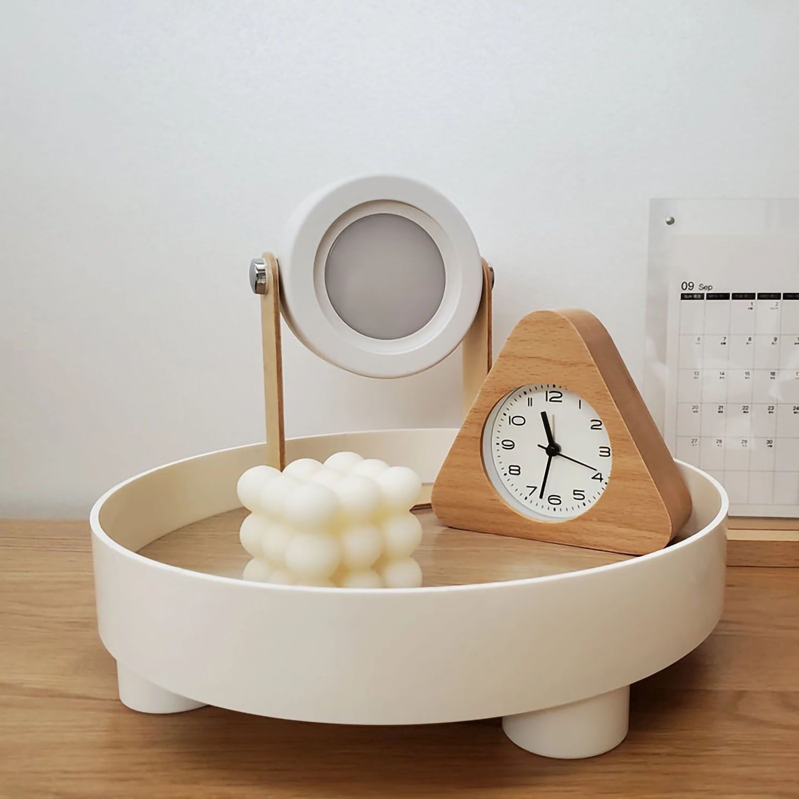 Round Plastic Serving Tray Cosmetic Storage Table Desk Organizer Container for Snack Food Ornaments Vanity Default White - Image 4