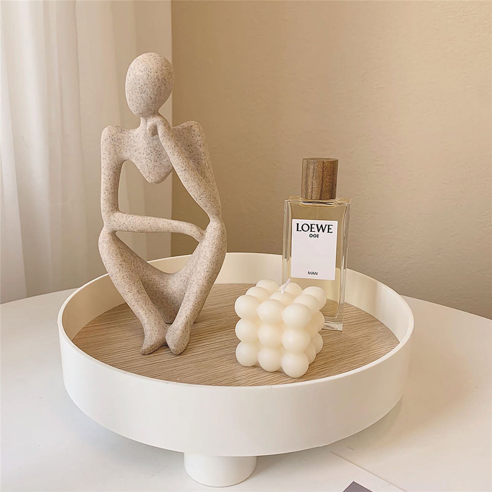 Round Plastic Serving Tray Cosmetic Storage Table Desk Organizer Container for Snack Food Ornaments Vanity Default White - Image 5