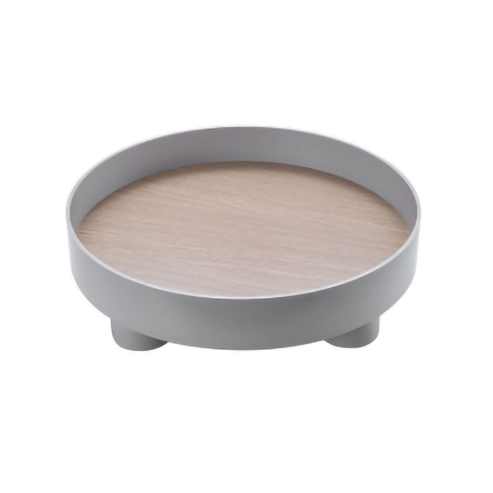 Round Plastic Serving Tray Cosmetic Storage Table Desk Organizer Container for Snack Food Ornaments Vanity Default Grey - Image 1