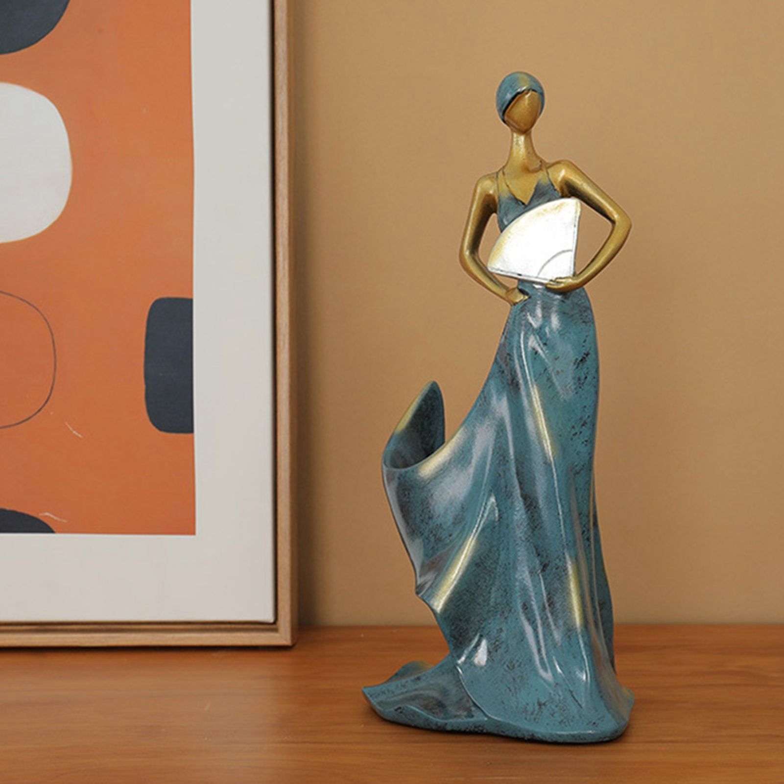 Dancing Girl Figurines Wine Holder Statue Synthetic Resin Wine Bottle Rack Stand for Bar Counter Home Decoration Blue - Image 3