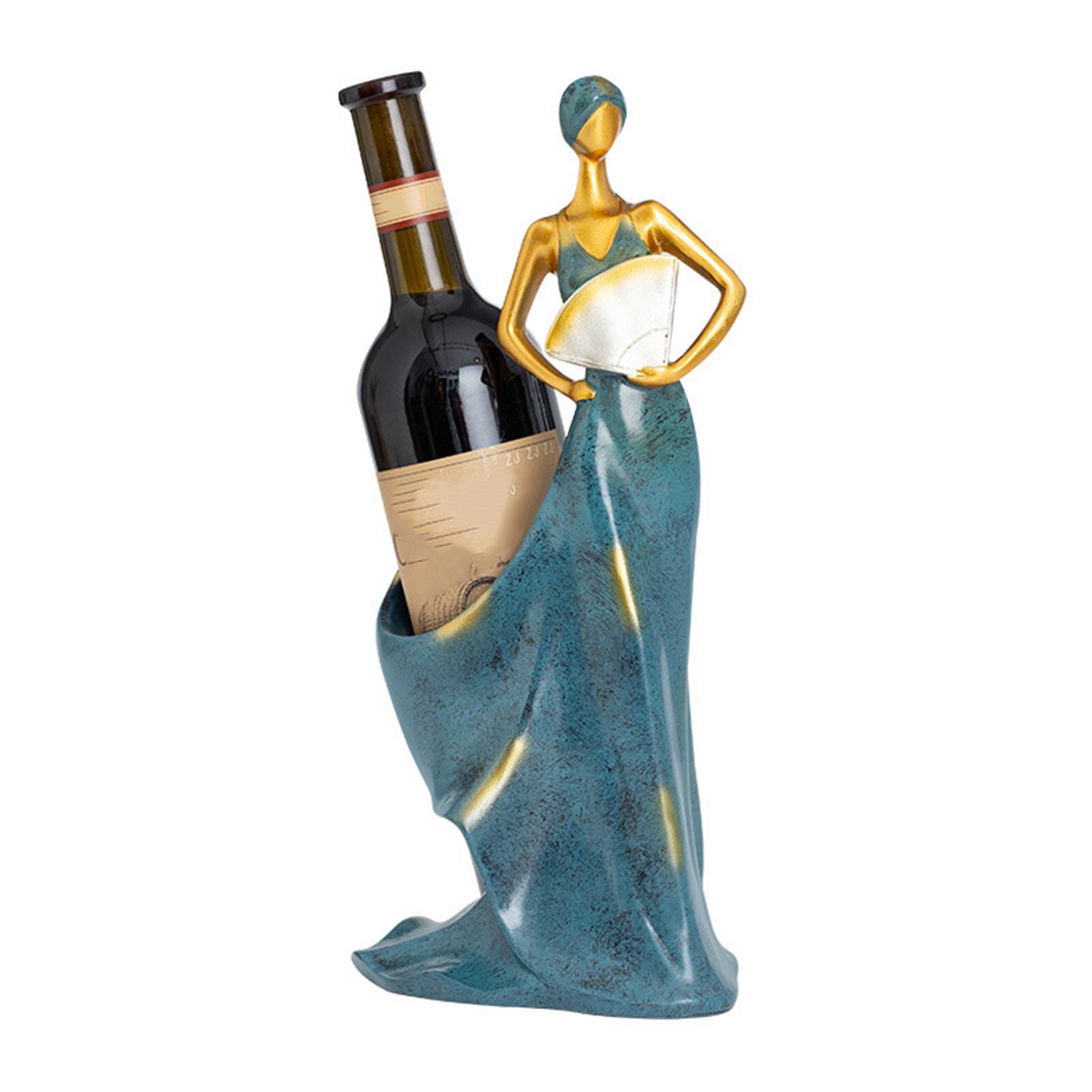 Dancing Girl Figurines Wine Holder Statue Synthetic Resin Wine Bottle Rack Stand for Bar Counter Home Decoration Blue - Image 8