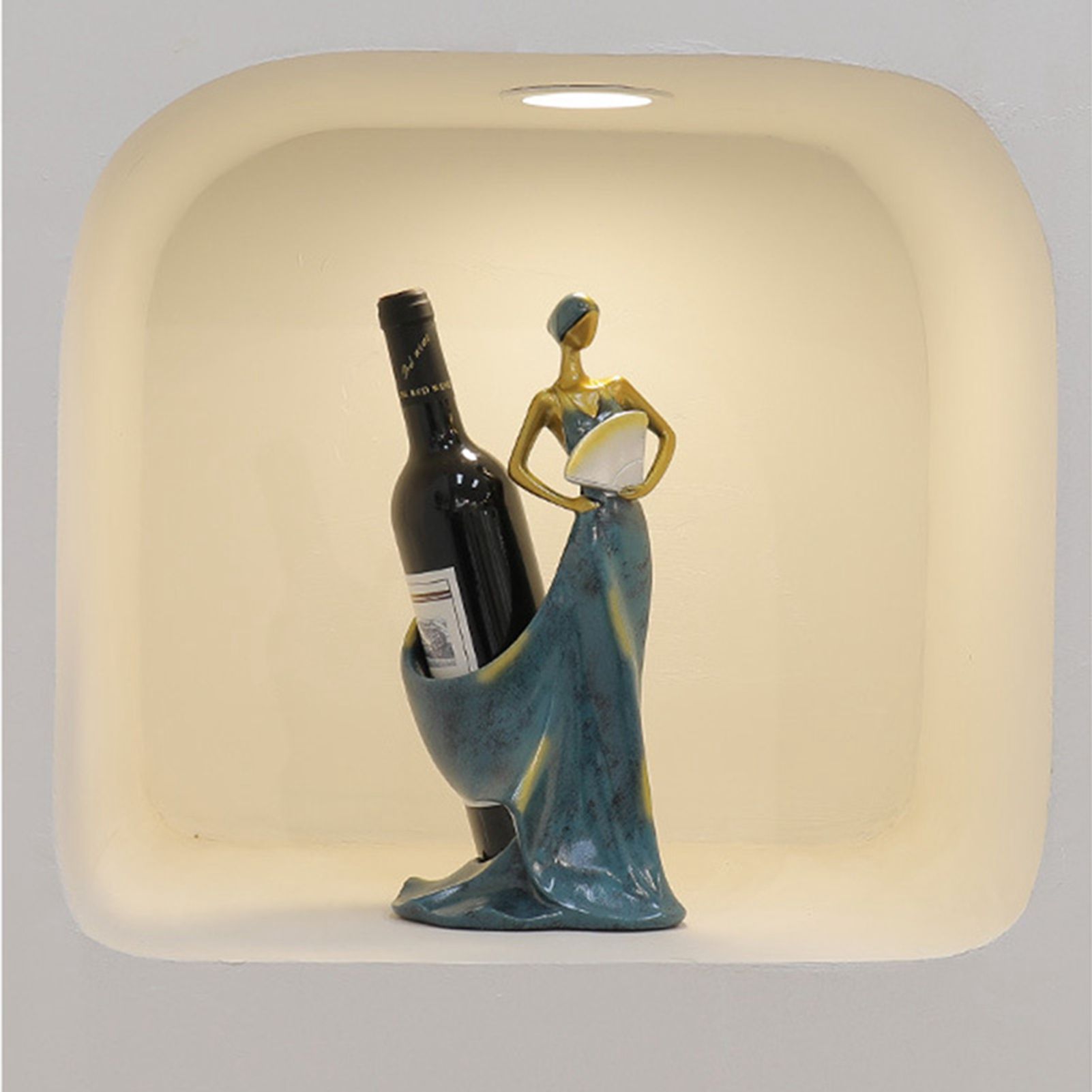 Dancing Girl Figurines Wine Holder Statue Synthetic Resin Wine Bottle Rack Stand for Bar Counter Home Decoration Red - Image 3