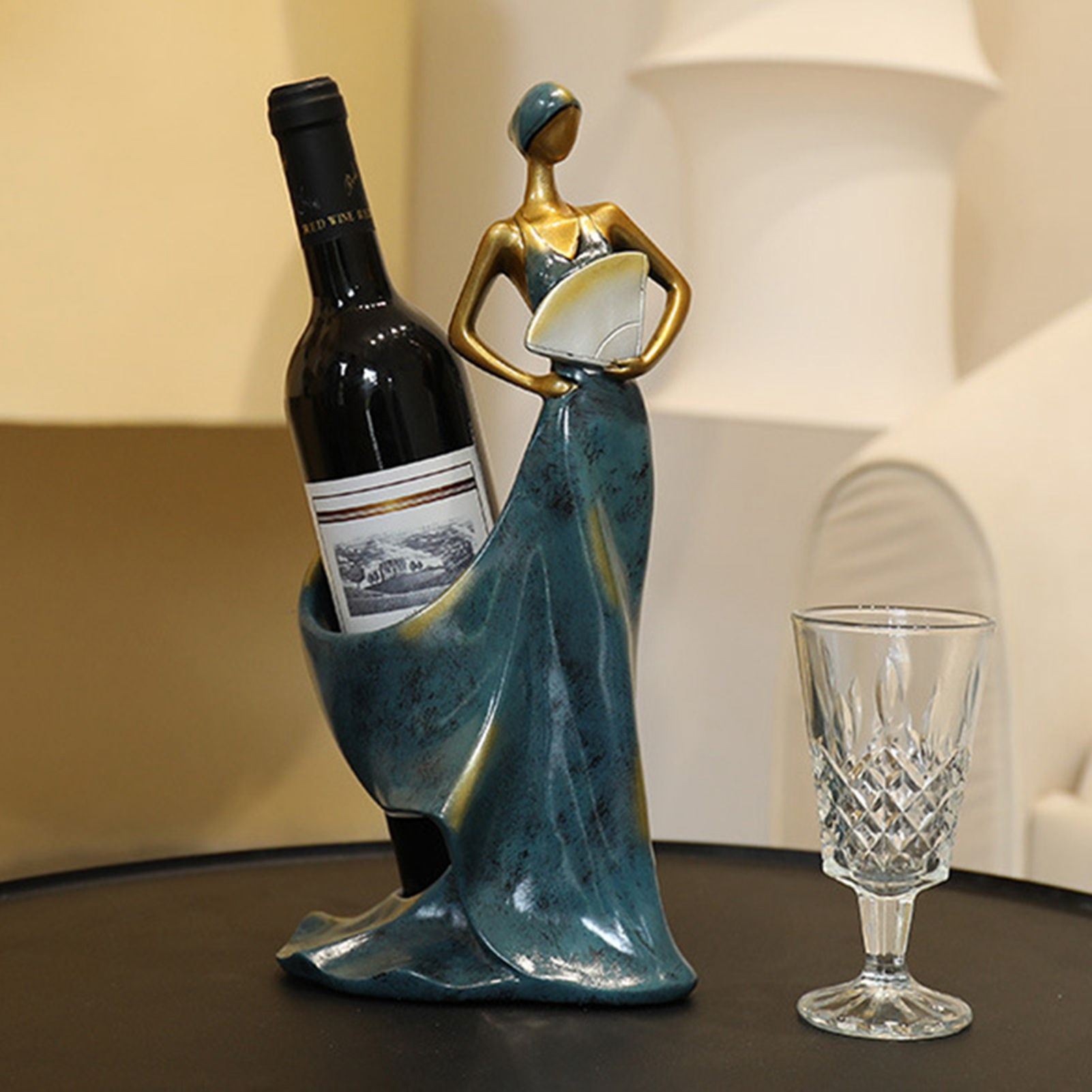 Dancing Girl Figurines Wine Holder Statue Synthetic Resin Wine Bottle Rack Stand for Bar Counter Home Decoration Red - Image 5