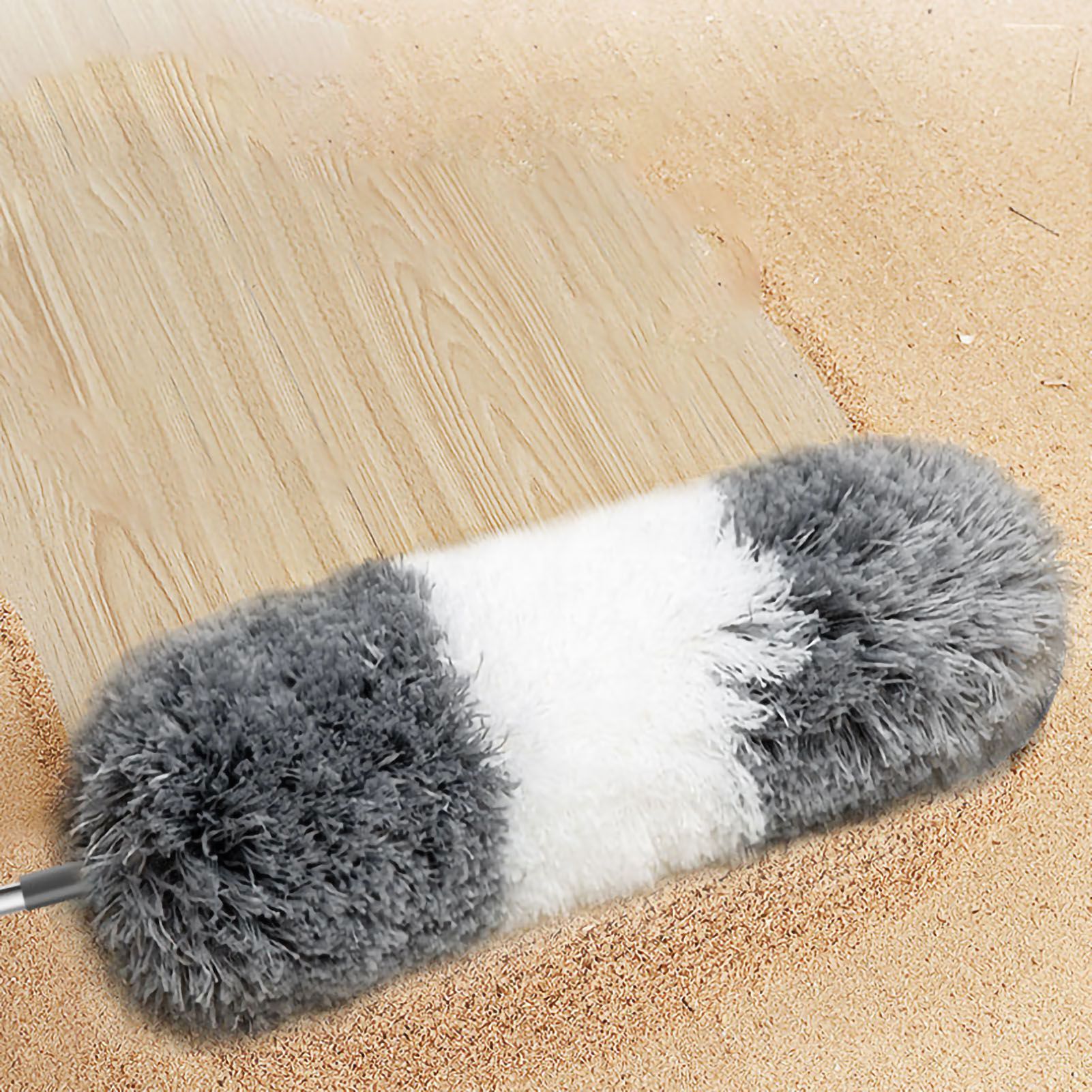 Telescopic Duster 9.2ft Extendable Pole Washable Bendable Head Fiber Duster for Ceiling Window Car Gray White Gray - Image 1