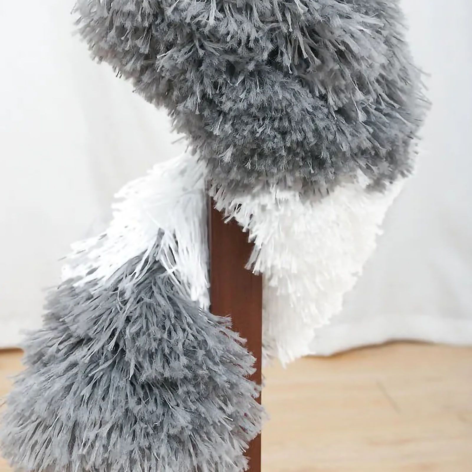 Telescopic Duster 9.2ft Extendable Pole Washable Bendable Head Fiber Duster for Ceiling Window Car Gray White Gray - Image 3