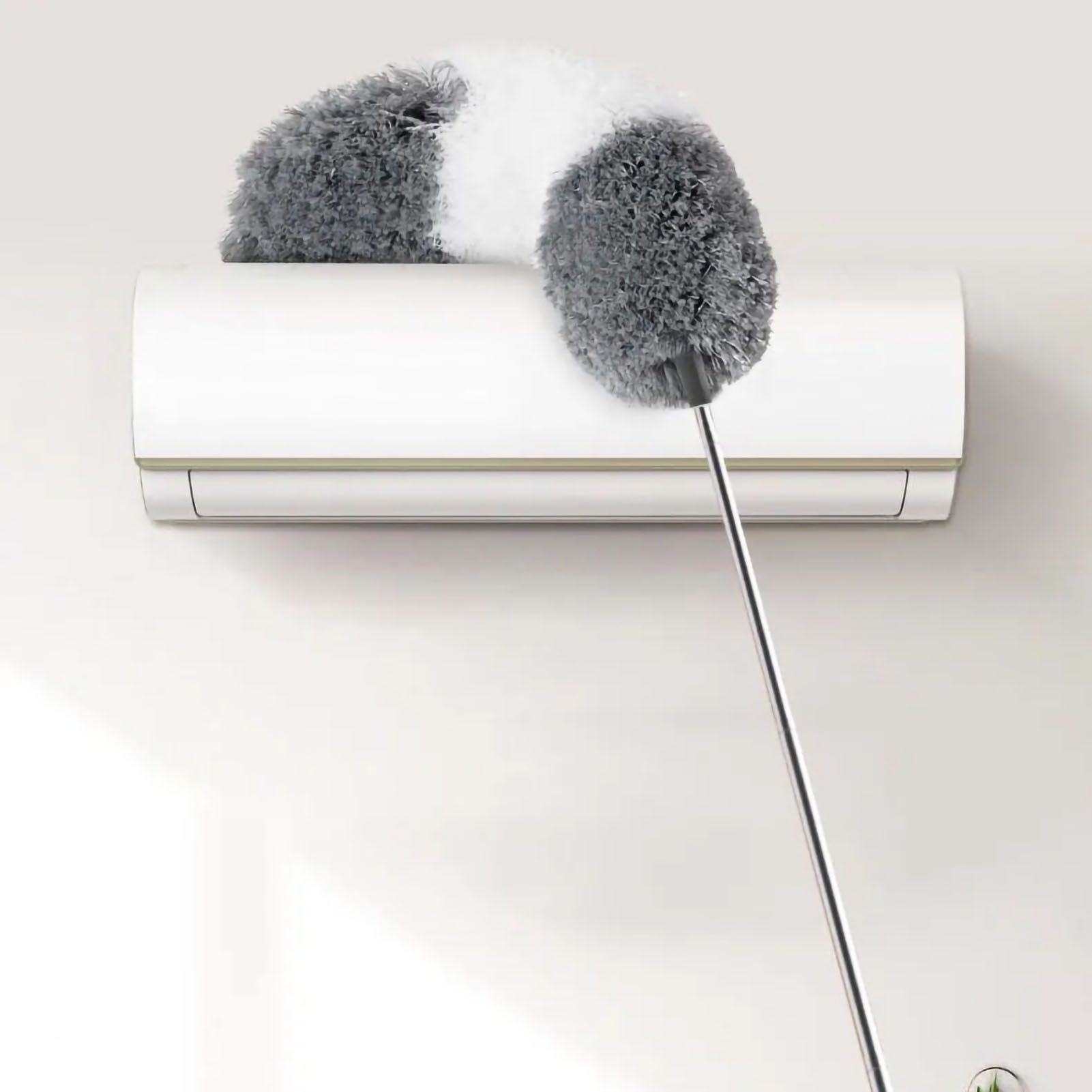 Telescopic Duster 9.2ft Extendable Pole Washable Bendable Head Fiber Duster for Ceiling Window Car Gray White Gray - Image 5