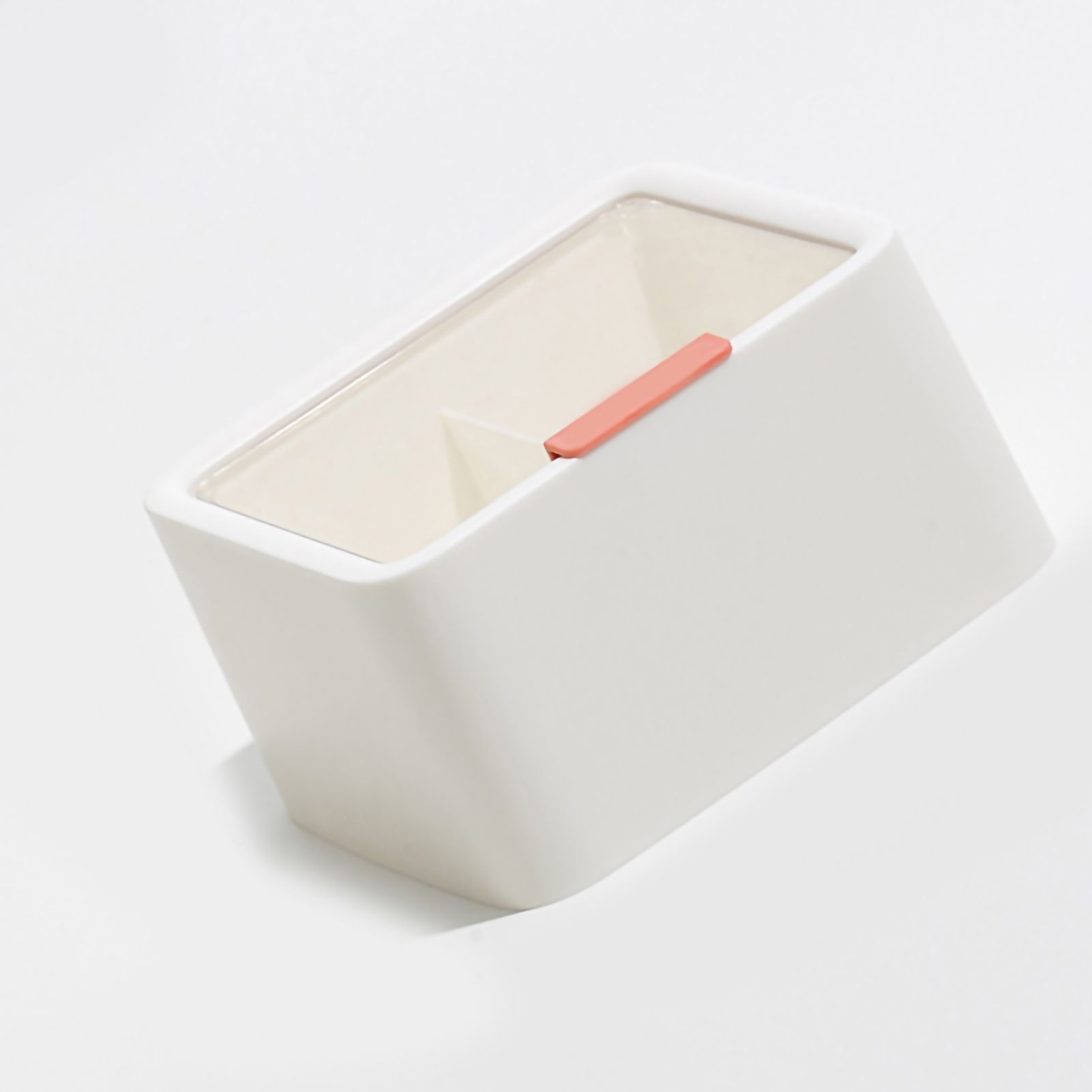Cosmetic Storage Box Plastic Dustproof Double Grids Makeup Container with Lid for Makeup Cotton Swab Dental Floss White - Image 3