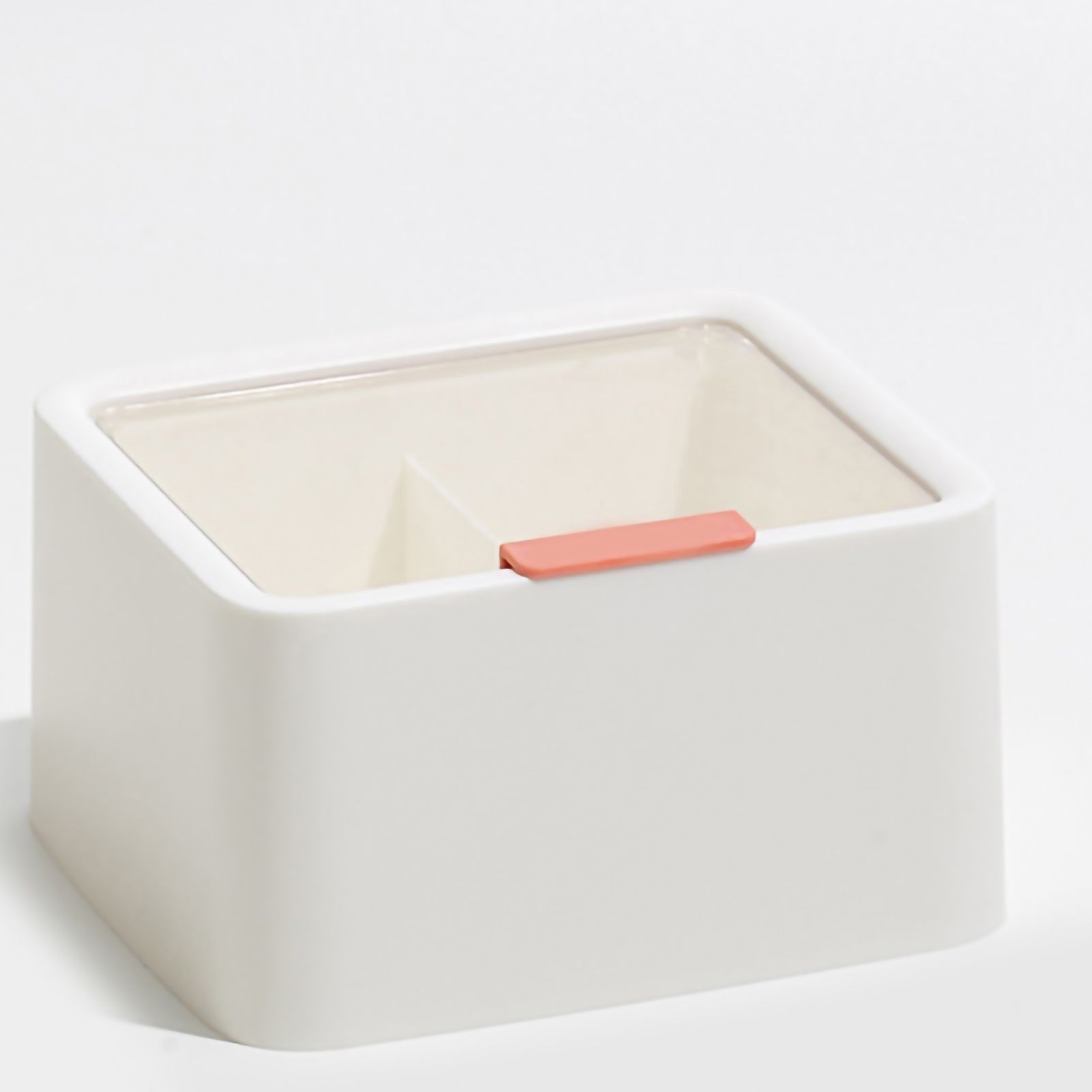 Cosmetic Storage Box Plastic Dustproof Double Grids Makeup Container with Lid for Makeup Cotton Swab Dental Floss White - Image 4