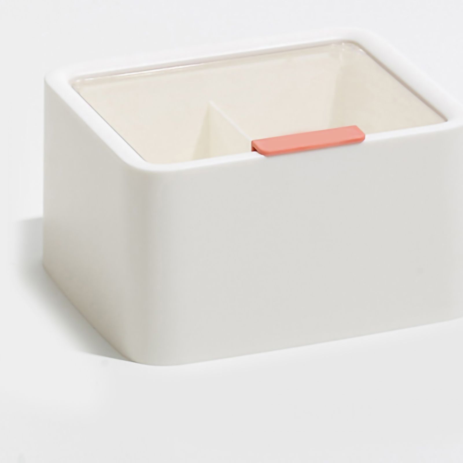 Cosmetic Storage Box Plastic Dustproof Double Grids Makeup Container with Lid for Makeup Cotton Swab Dental Floss White - Image 5