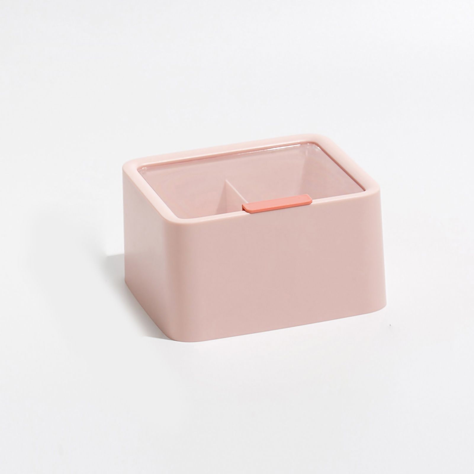 Cosmetic Storage Box Plastic Dustproof Double Grids Makeup Container with Lid for Makeup Cotton Swab Dental Floss Pink - Image 3