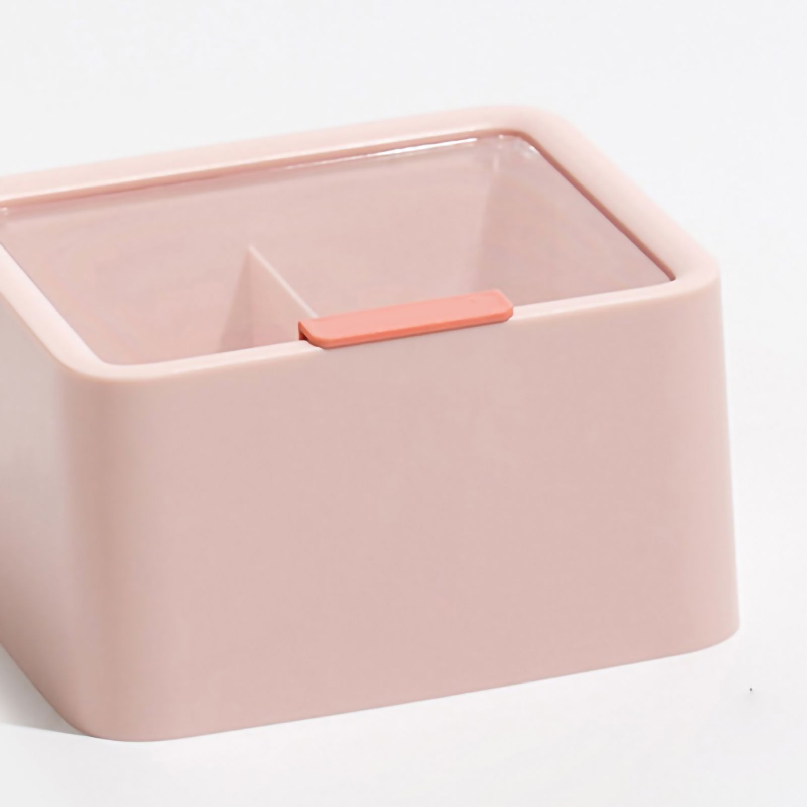 Cosmetic Storage Box Plastic Dustproof Double Grids Makeup Container with Lid for Makeup Cotton Swab Dental Floss Pink - Image 4