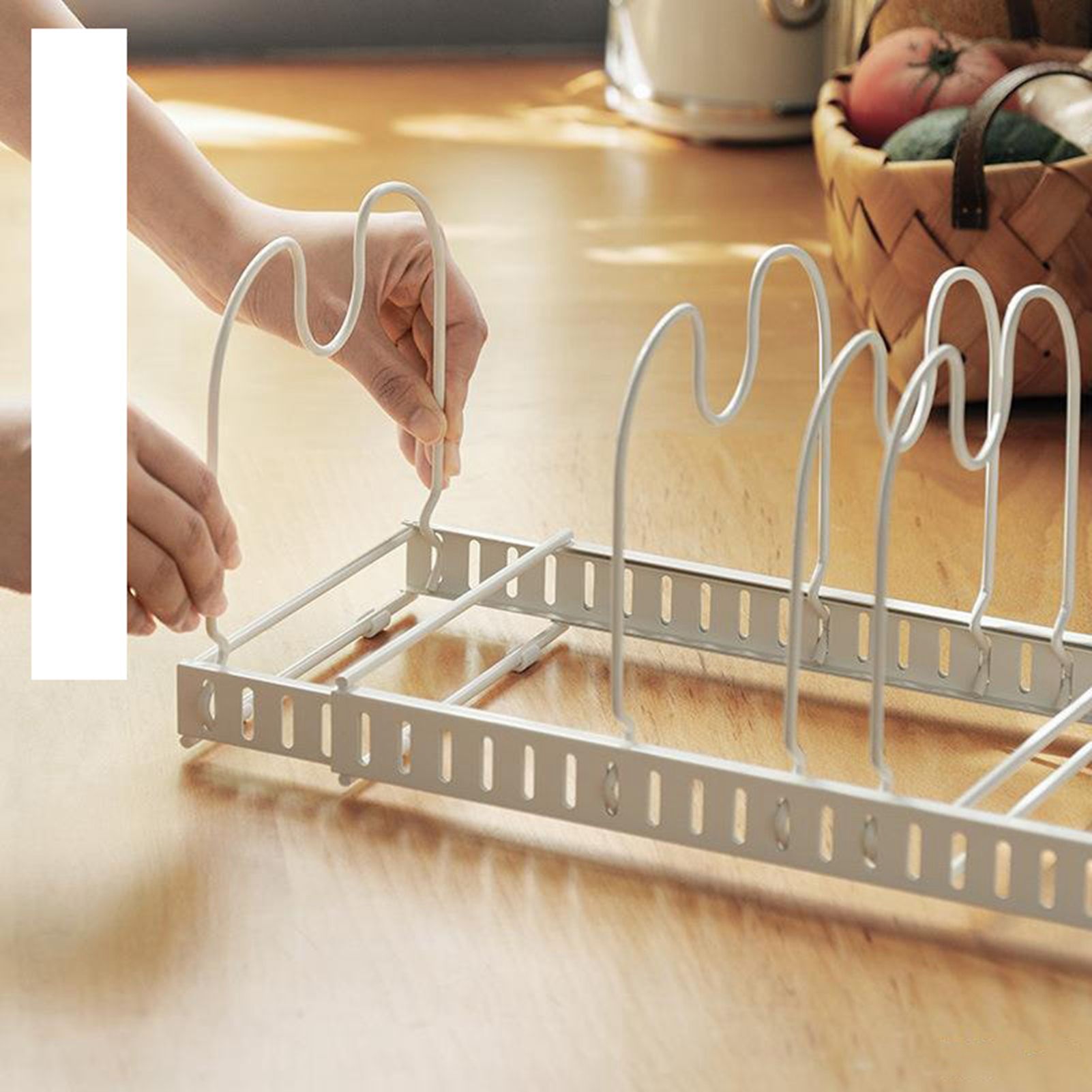 Pot Lid Rack Iron Retractable Pot Lid Organizer Holder for Multiple Cookware Universal Black - Image 3