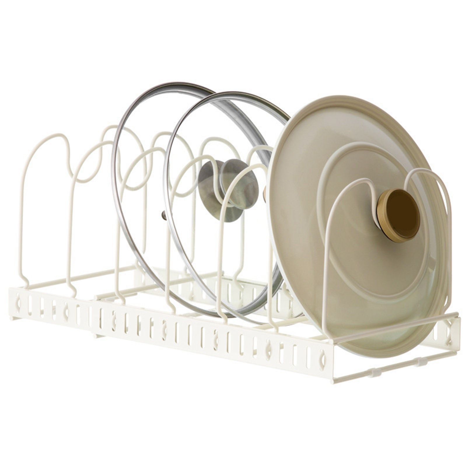 Pot Lid Rack Iron Retractable Pot Lid Organizer Holder for Multiple Cookware Universal Black - Image 5