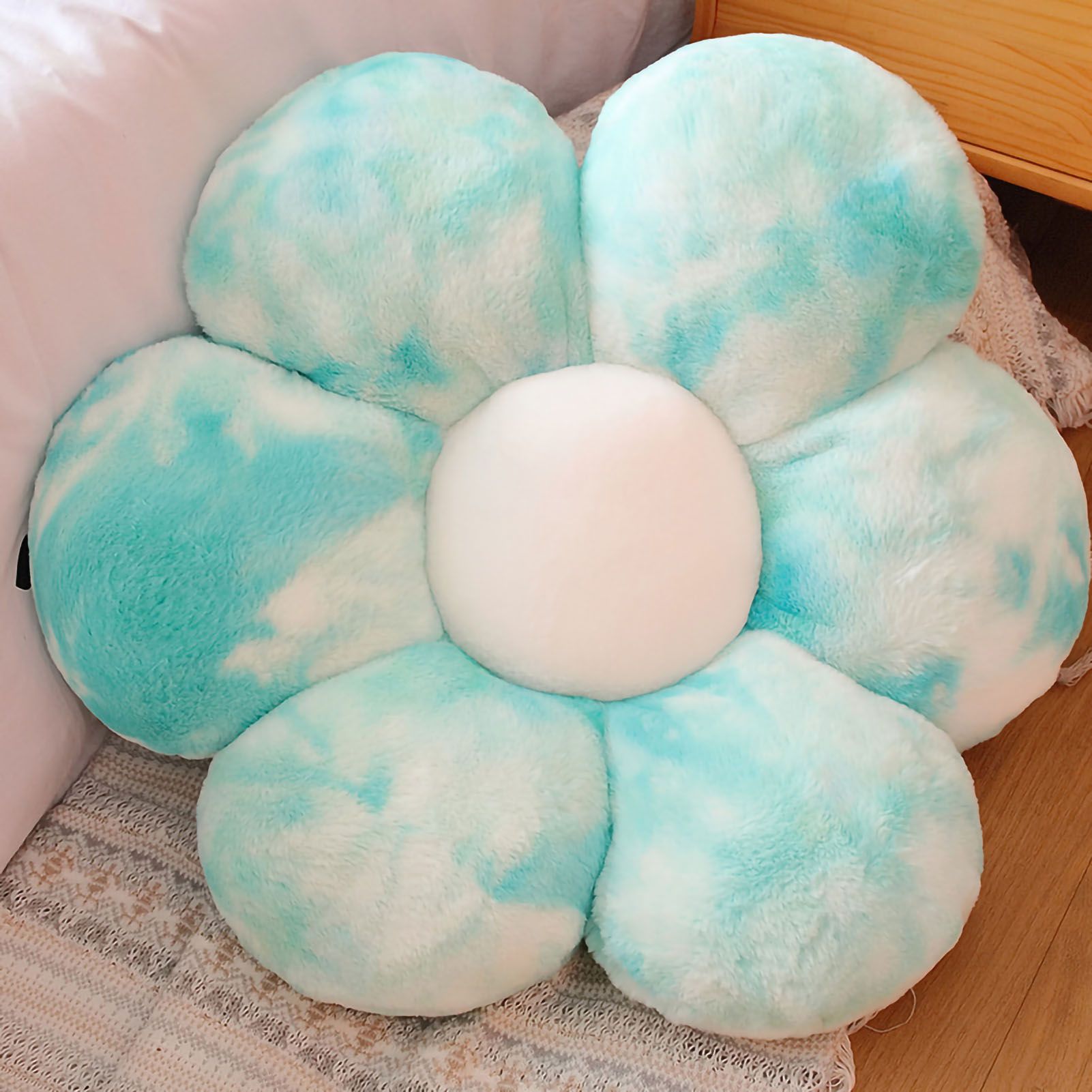 Flower Plush Pillow Soft Comfortable Colorful Flower Cushion Plush Pillow Home Sofa Flower Pillow Birthday Gift Blue 50cm 0.45Kg - Image 1