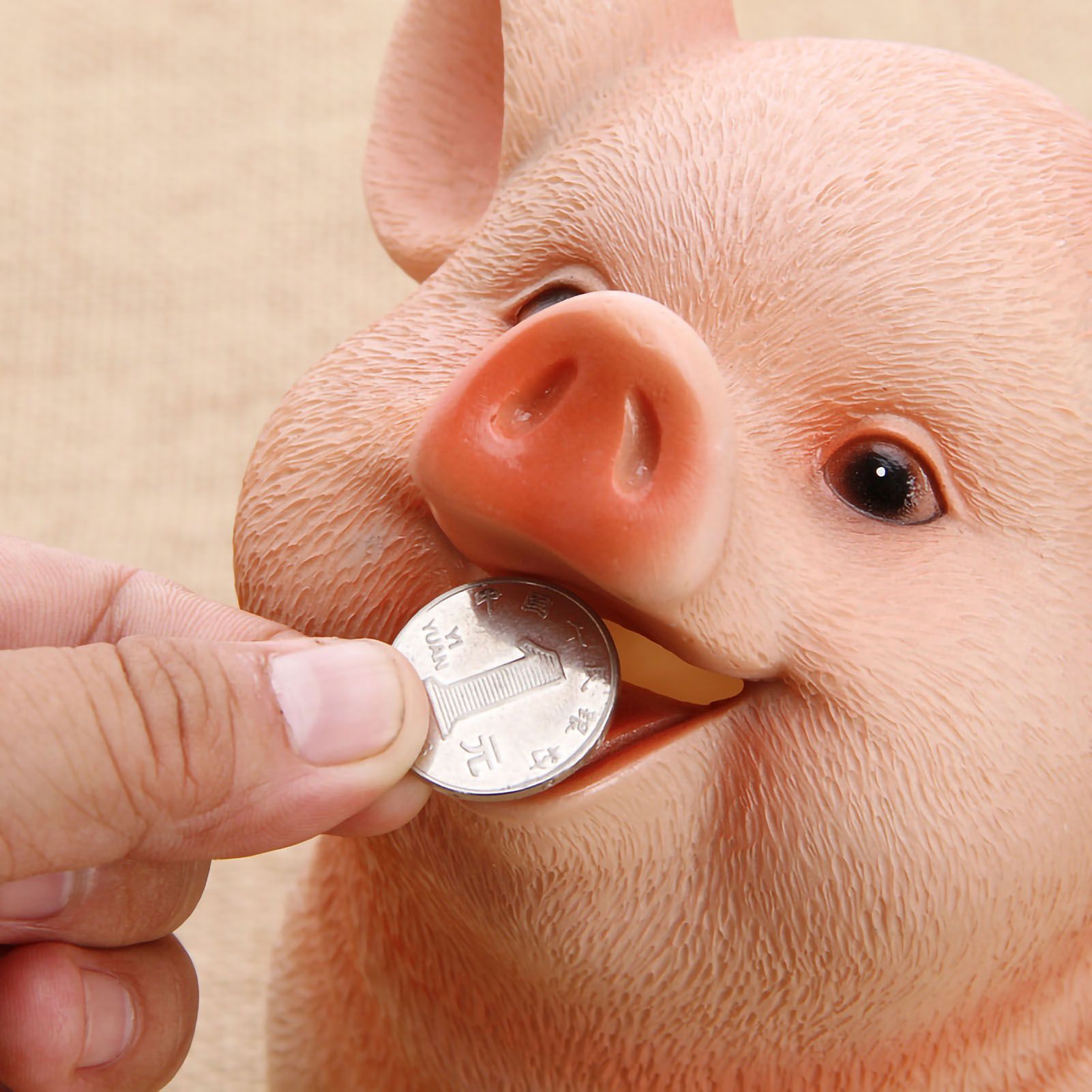Piggy Bank Cute Pig Appearance Environmentally Friendly Resin Cartoon Piggy Bank Coin Bank Large Pig 21x16x16cm - Image 2