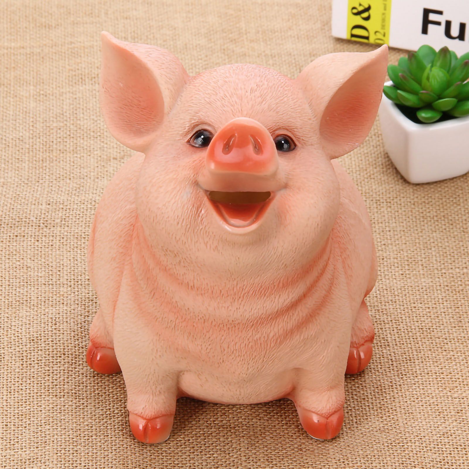 Piggy Bank Cute Pig Appearance Environmentally Friendly Resin Cartoon Piggy Bank Coin Bank Large Pig 21x16x16cm - Image 3