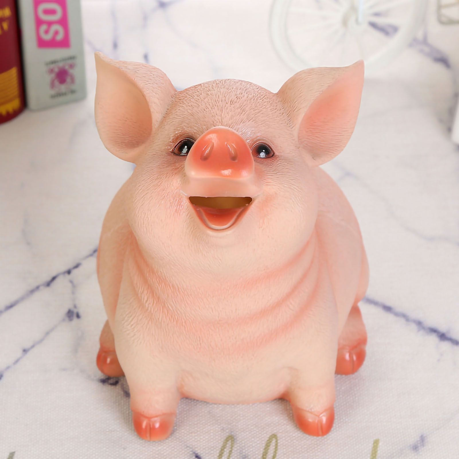 Piggy Bank Cute Pig Appearance Environmentally Friendly Resin Cartoon Piggy Bank Coin Bank Large Pig 21x16x16cm - Image 4