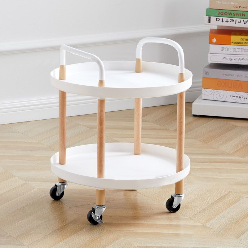 Cart Storage Rack Plastic Armrest Design Corrosion Resistant Rolling Storage Cart for Home Living Room Office White 2 Layers - Image 1