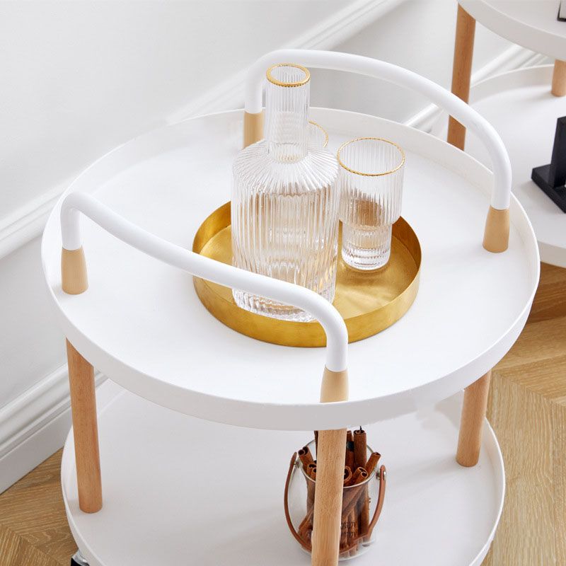 Cart Storage Rack Plastic Armrest Design Corrosion Resistant Rolling Storage Cart for Home Living Room Office White 2 Layers - Image 3