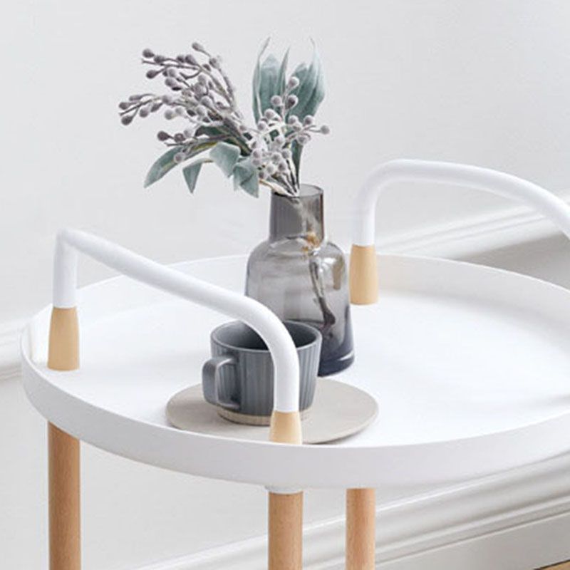 Cart Storage Rack Plastic Armrest Design Corrosion Resistant Rolling Storage Cart for Home Living Room Office White 2 Layers - Image 4