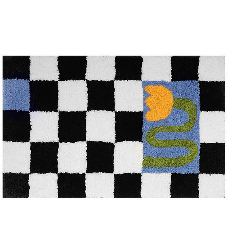 Checkered Doormat Anti Skid Black White Grid Cute Door Mat for Bathrooms Kitchens Living Rooms Morning Glory 40x60 - Image 1