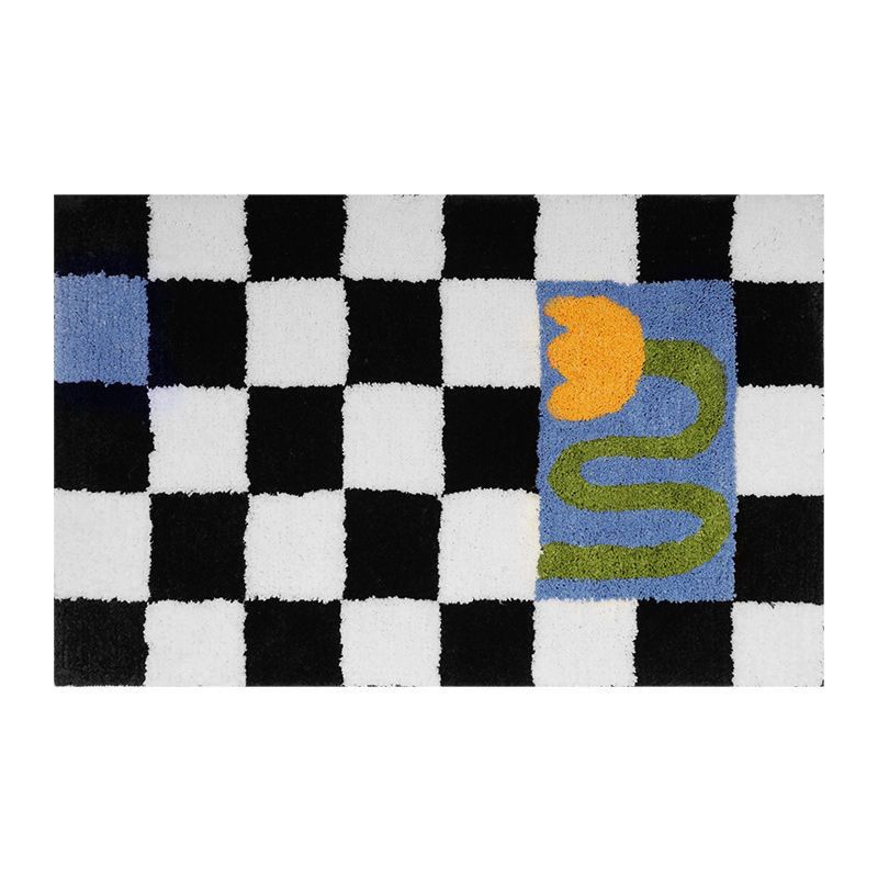 Checkered Doormat Anti Skid Black White Grid Cute Door Mat for Bathrooms Kitchens Living Rooms Morning Glory 40x60 - Image 2