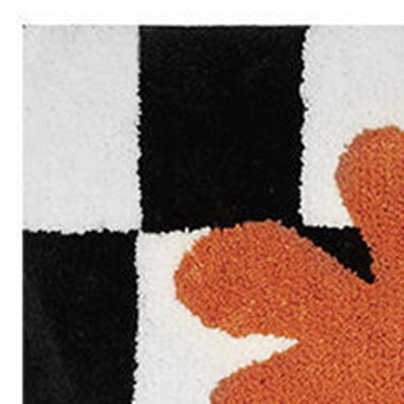 Checkered Doormat Anti Skid Black White Grid Cute Door Mat for Bathrooms Kitchens Living Rooms Orange Flower 50x80 - Image 6