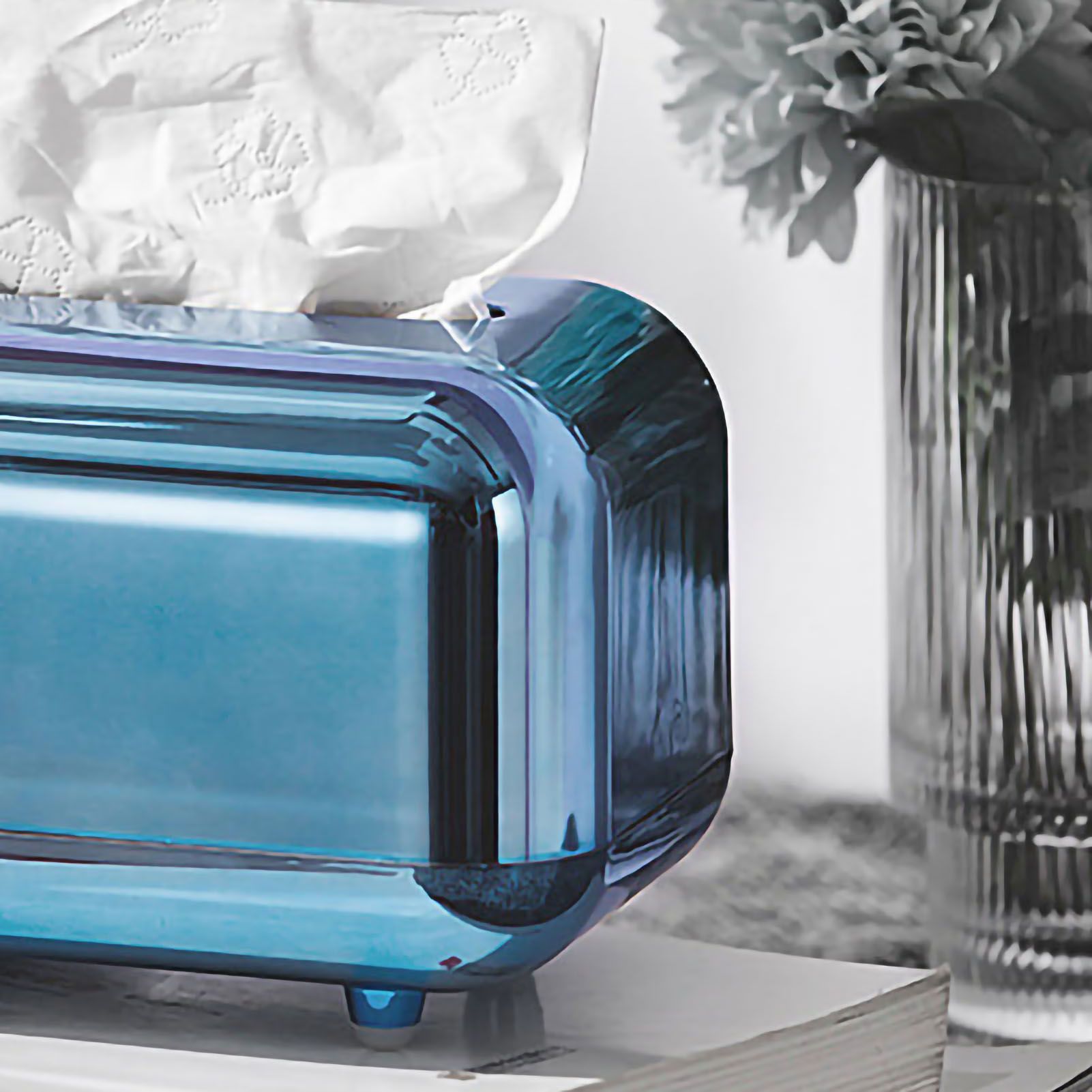 Tissue Storage Box Electroplated Magnetic Retro Built in Spring Facial Tissue Dispenser Box for Home Blue - Image 2