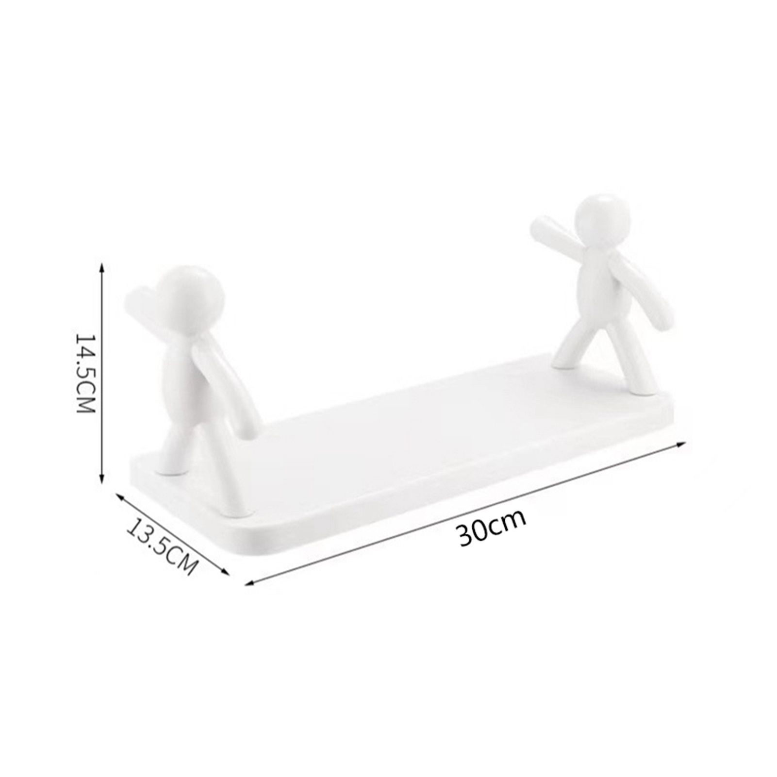 Wall Mounted Shelf Hole Free Installation Small Doll Shape Large Capacity Plastic Stable Load Bearing Storage Rack Grey - Image 3