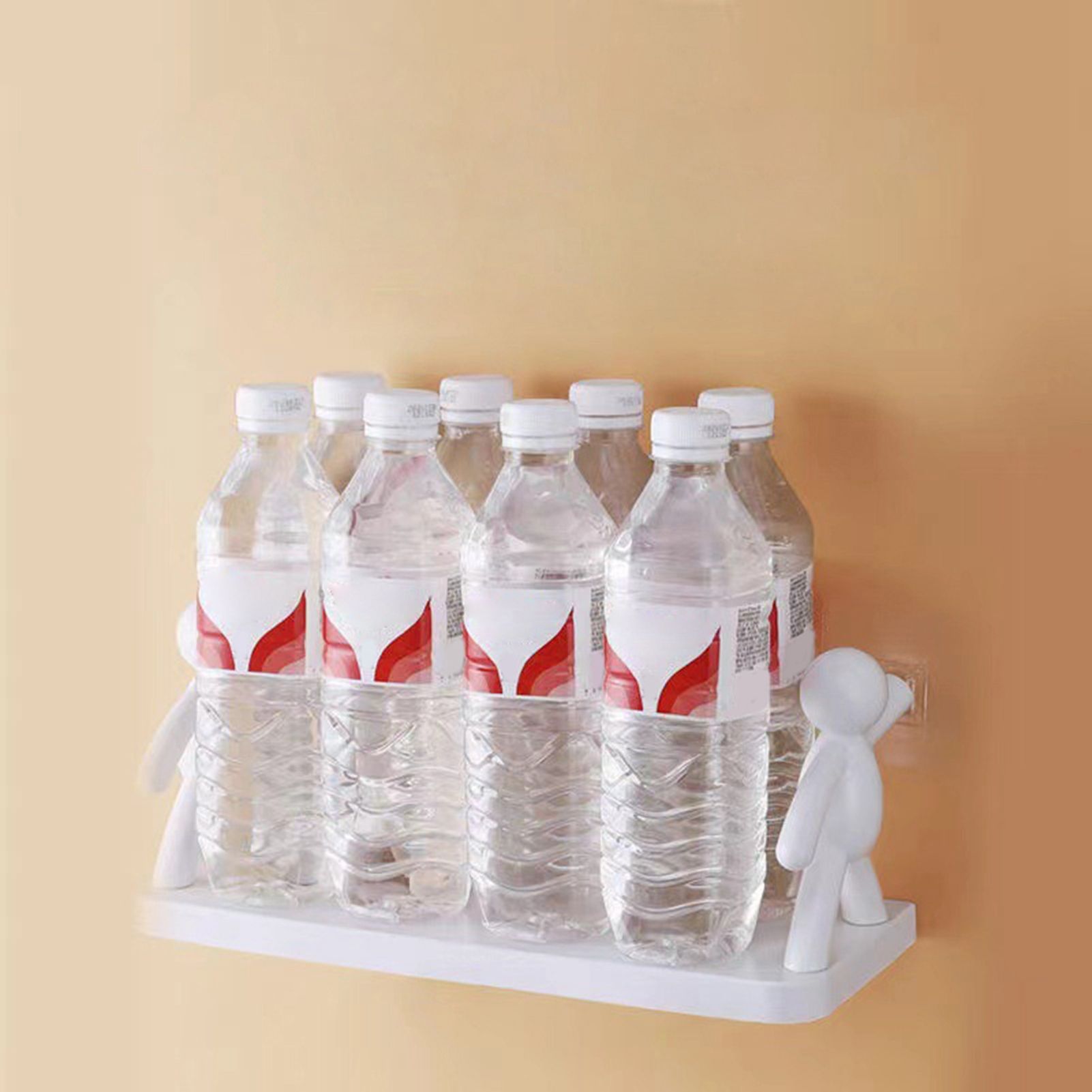 Wall Mounted Shelf Hole Free Installation Small Doll Shape Large Capacity Plastic Stable Load Bearing Storage Rack Grey - Image 8