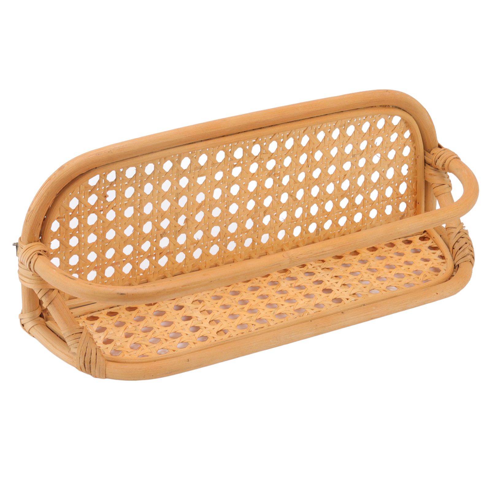 Rattan Wall Shelf Hand Crafted Durable Natural Rattan Hanging Rack Wall Storage Shelf for Bathroom Kitchen Living Room - Image 3