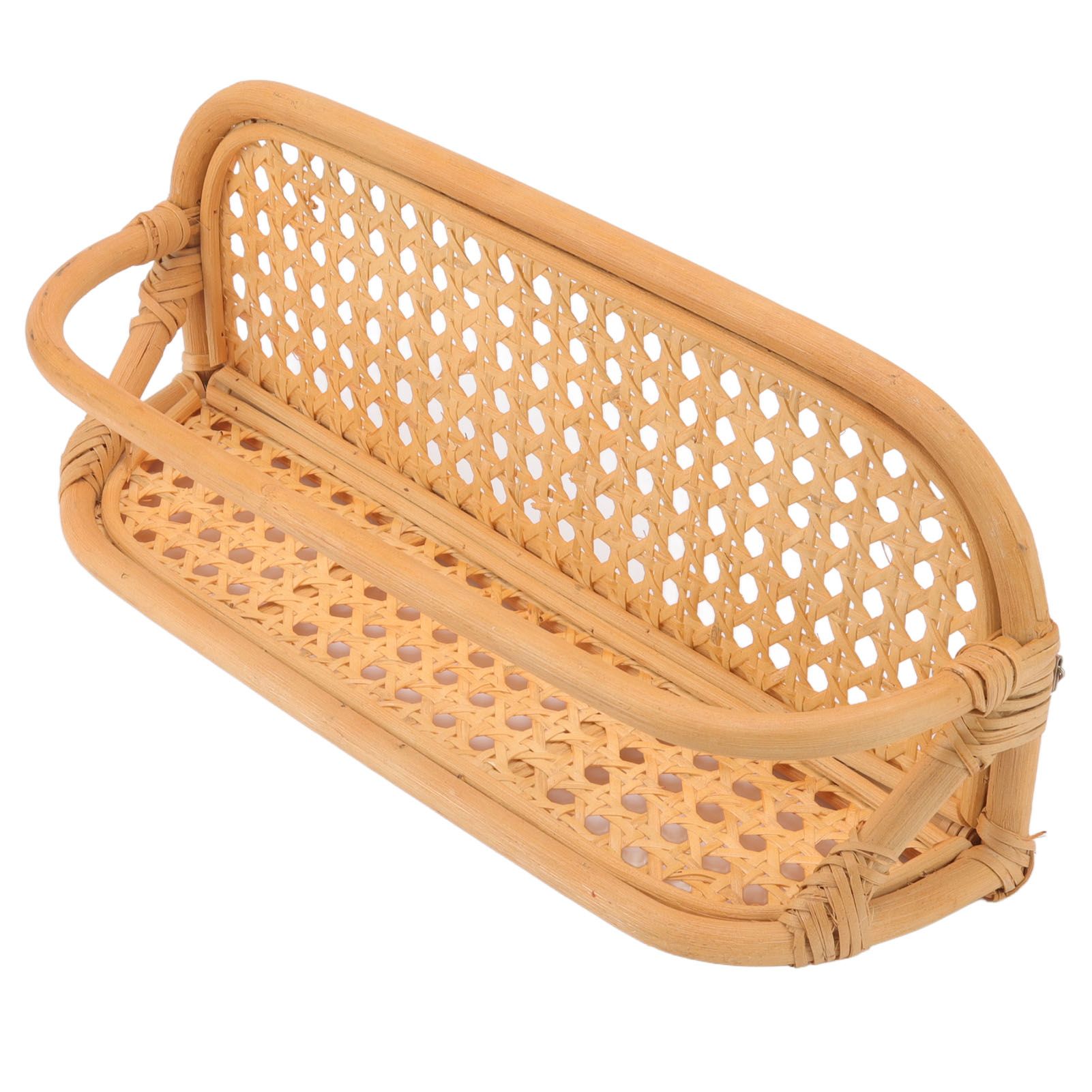 Rattan Wall Shelf Hand Crafted Durable Natural Rattan Hanging Rack Wall Storage Shelf for Bathroom Kitchen Living Room - Image 5