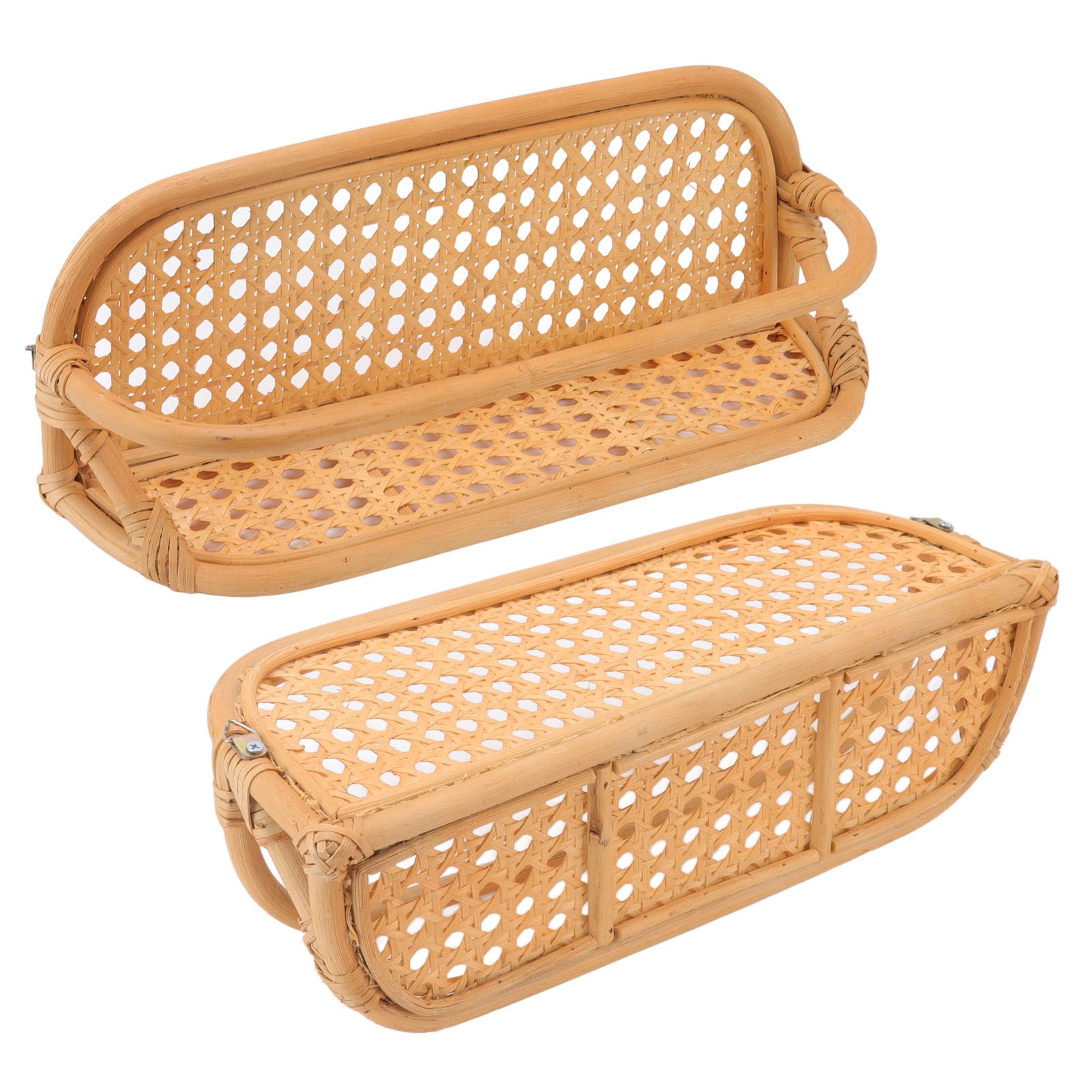 Rattan Wall Shelf Hand Crafted Durable Natural Rattan Hanging Rack Wall Storage Shelf for Bathroom Kitchen Living Room - Image 8