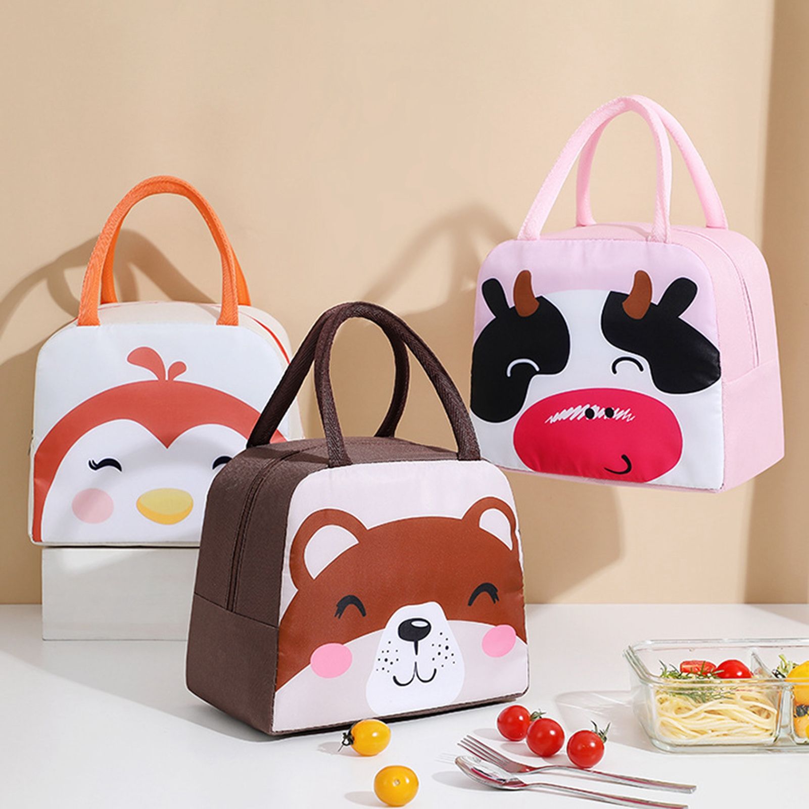 Thermal Bag Cartoon Large Capacity Heat Preservation Cute Lunch Bag for Children Brown Bear - Image 2