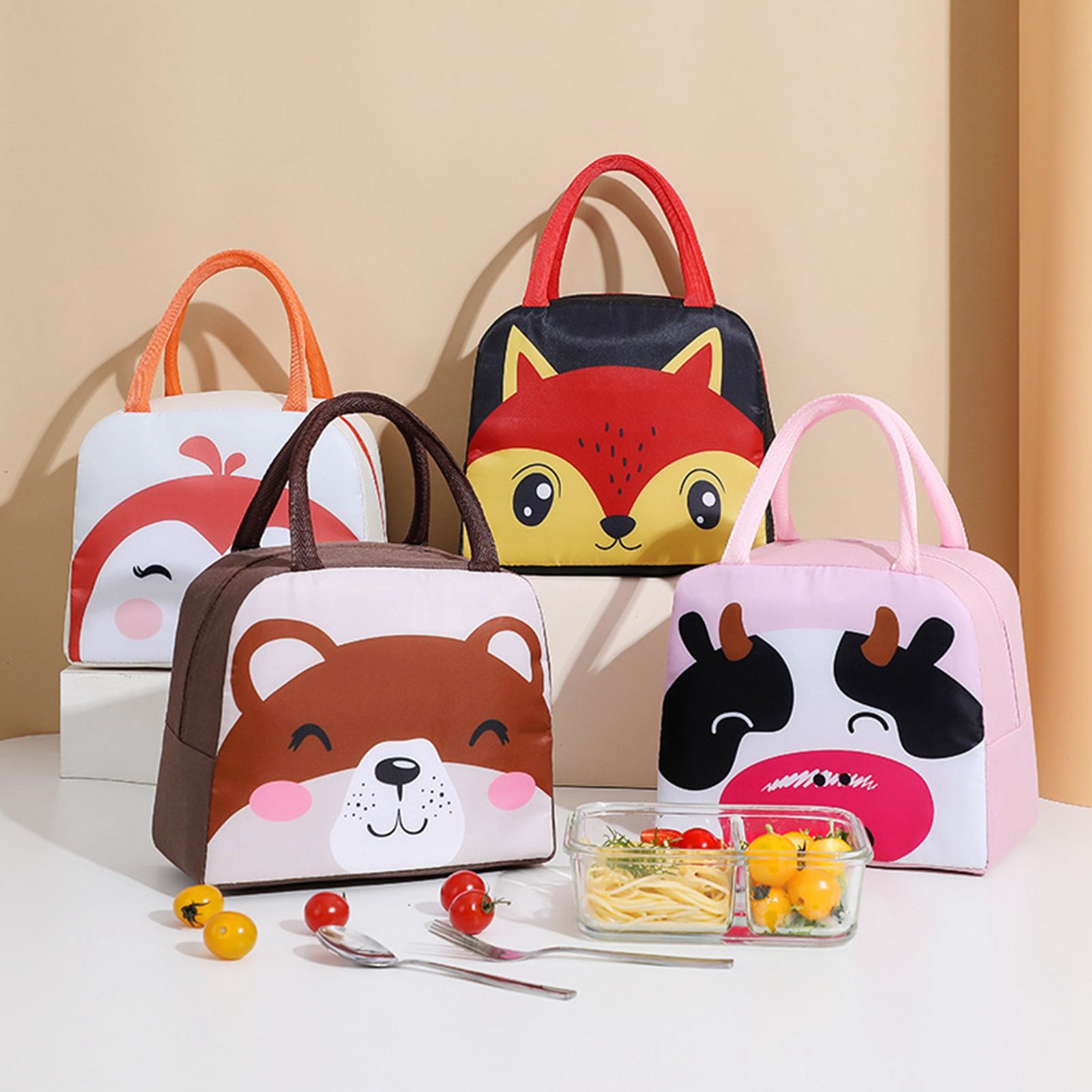 Thermal Bag Cartoon Large Capacity Heat Preservation Cute Lunch Bag for Children Brown Bear - Image 5
