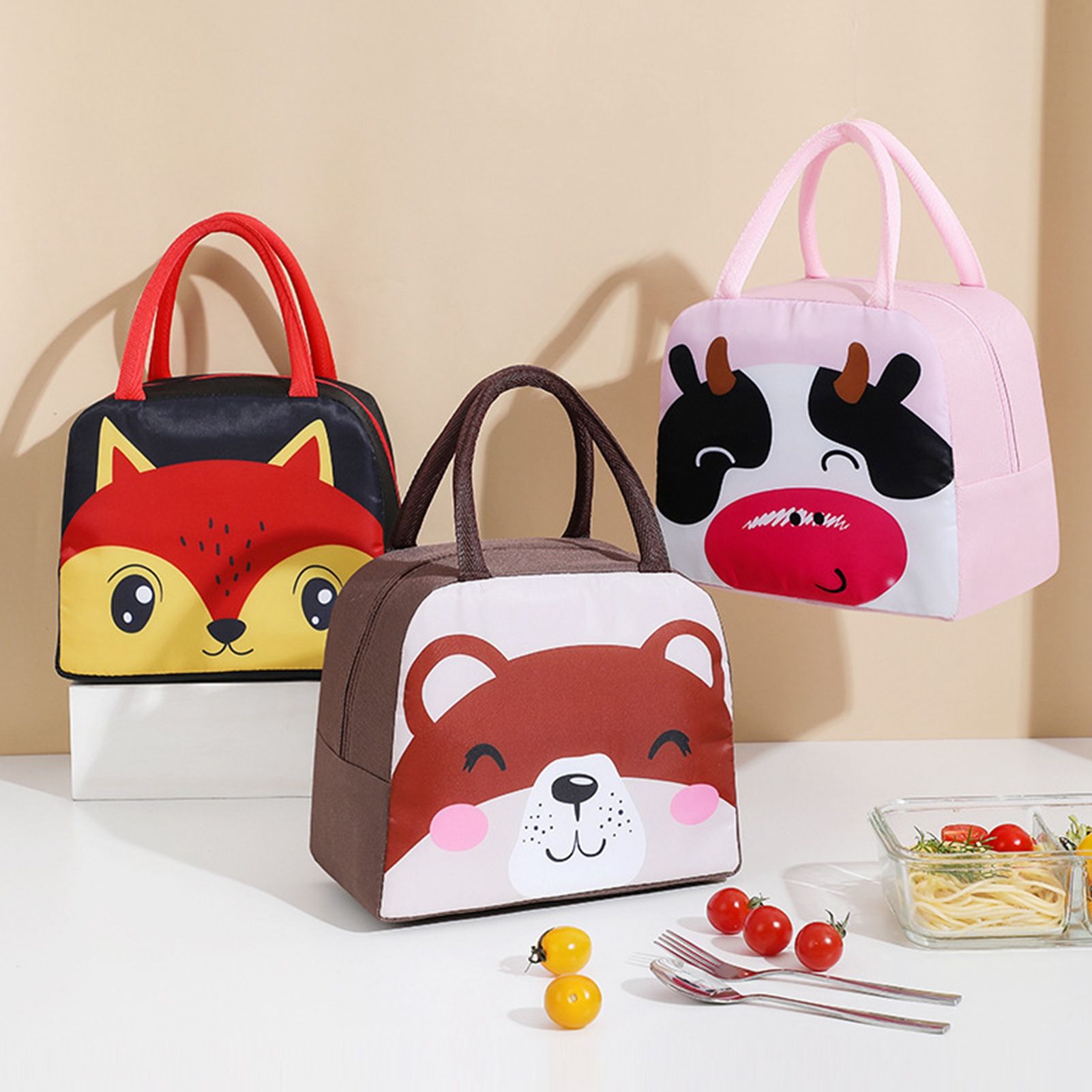 Thermal Bag Cartoon Large Capacity Heat Preservation Cute Lunch Bag for Children Brown Bear - Image 6