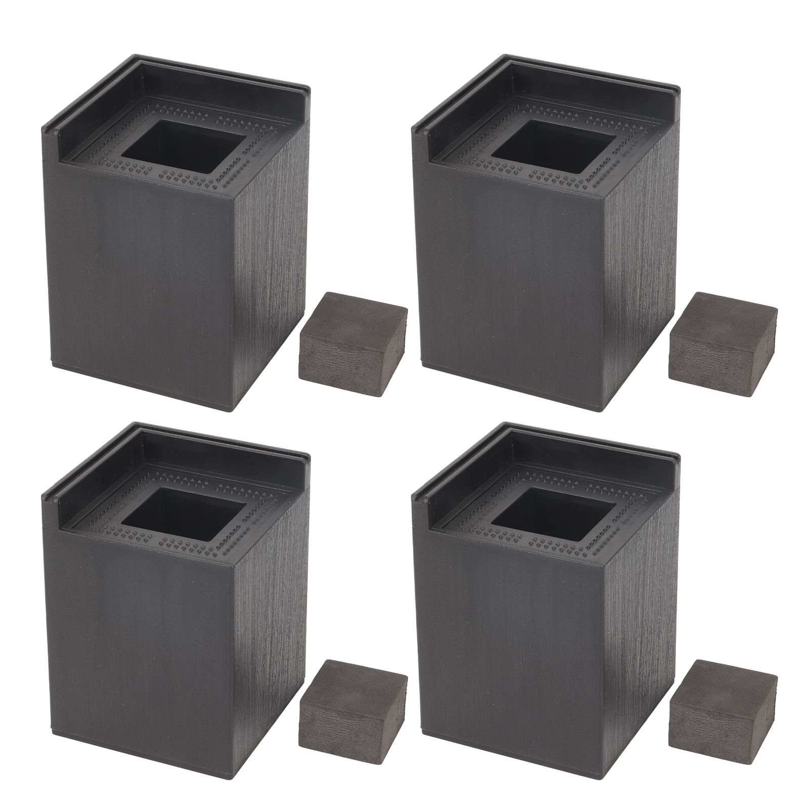 4PCS Sofa Risers Square 4in Porose Bed Lifts Furniture Risers for Fixing Small Pointy Feet Black - Image 6