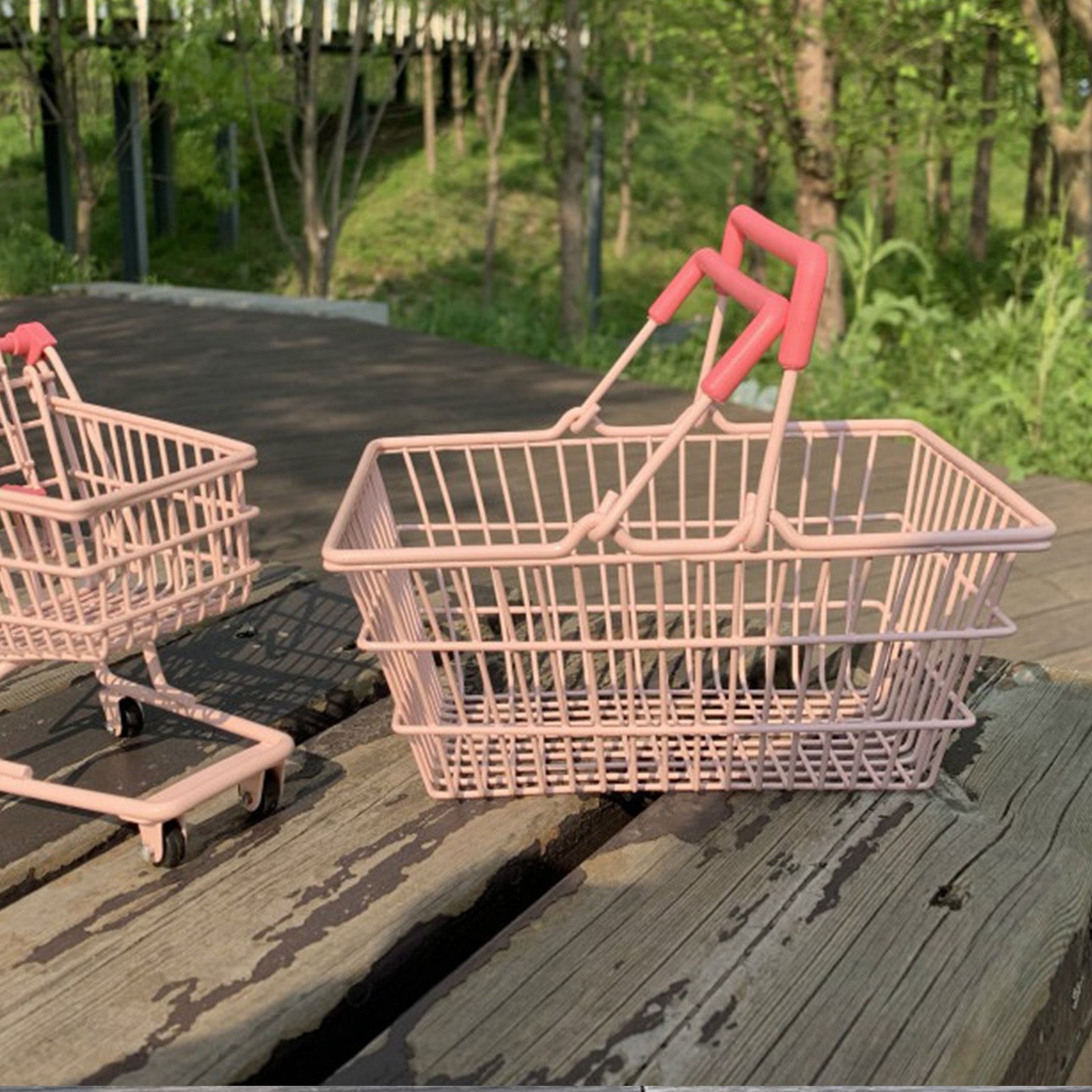 Table Storage Basket Iron Sturdy Stable Healthy Oil Paint Beautiful Portable Storage Basket for Bedroom 18x13 5x9cm - Image 7
