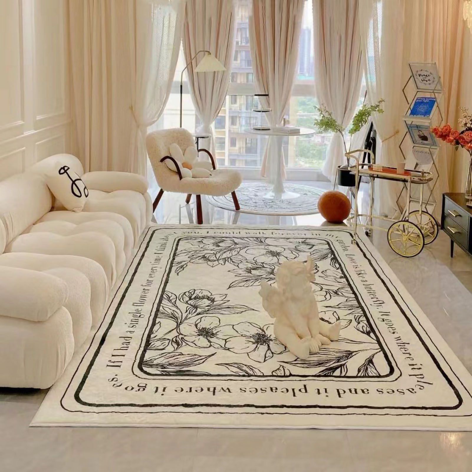 Carpet Large Area Floral Pattern Mordern Soft Carpet for Living Room Bedroom Dining Room Square 60×120cm - Image 3