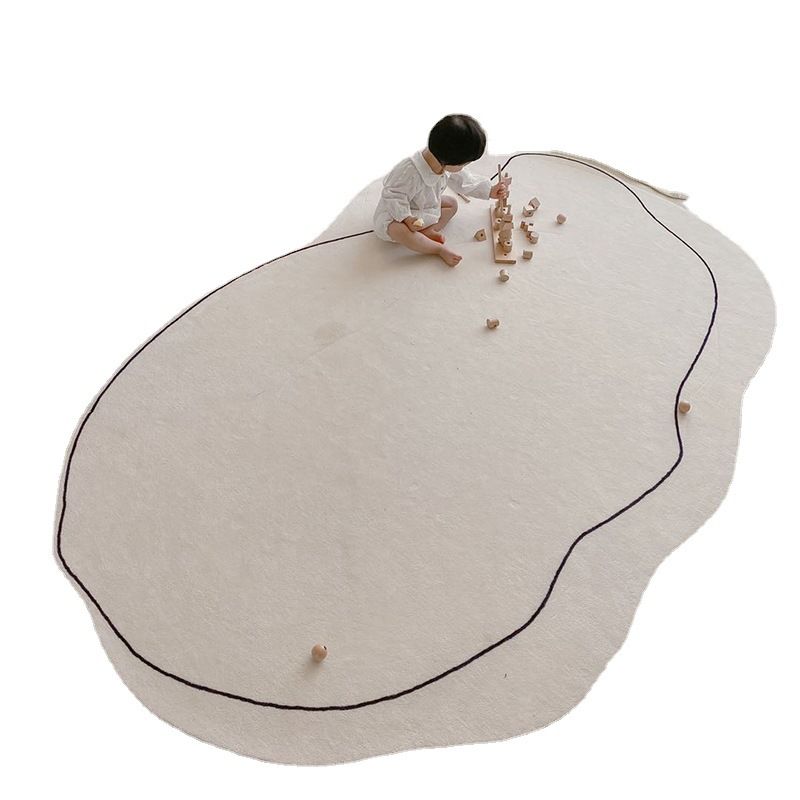 Carpet Simple Thickened Densified Odorless Machine Washable Area Rug for Living Room Irregular Shape Milky White 60x120cm/23.6x47.2in - Image 1