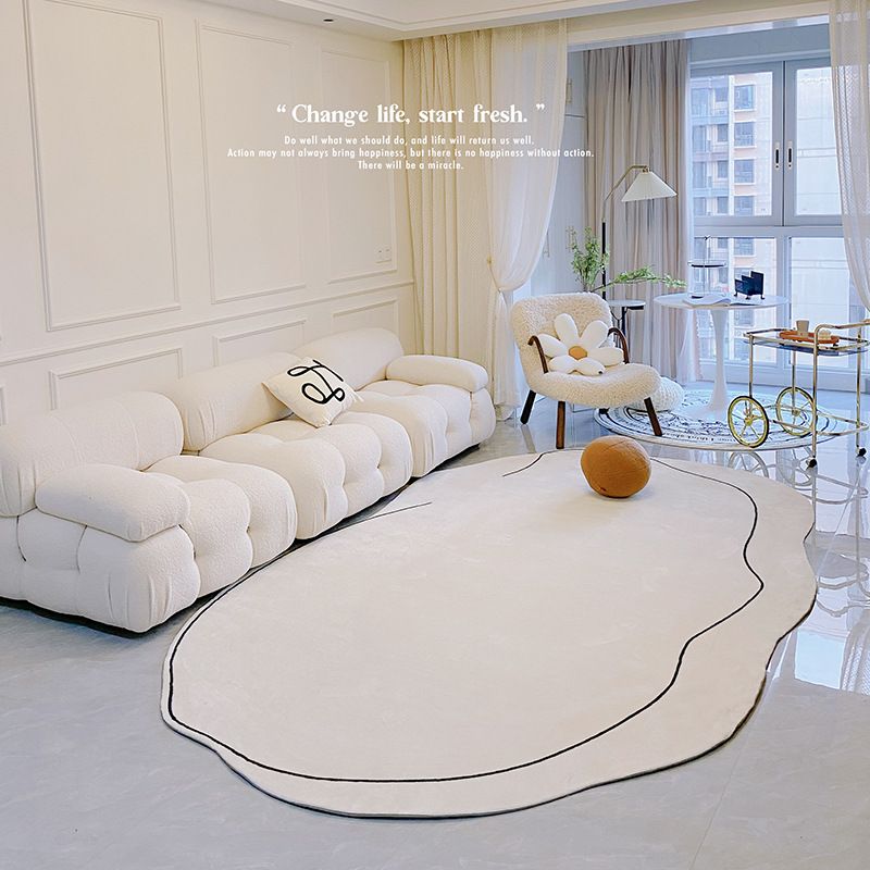 Carpet Simple Thickened Densified Odorless Machine Washable Area Rug for Living Room Irregular Shape Milky White 60x120cm/23.6x47.2in - Image 4