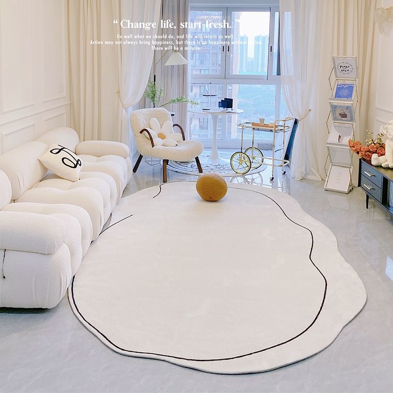 Carpet Simple Thickened Densified Odorless Machine Washable Area Rug for Living Room Irregular Shape Milky White 60x120cm/23.6x47.2in - Image 5